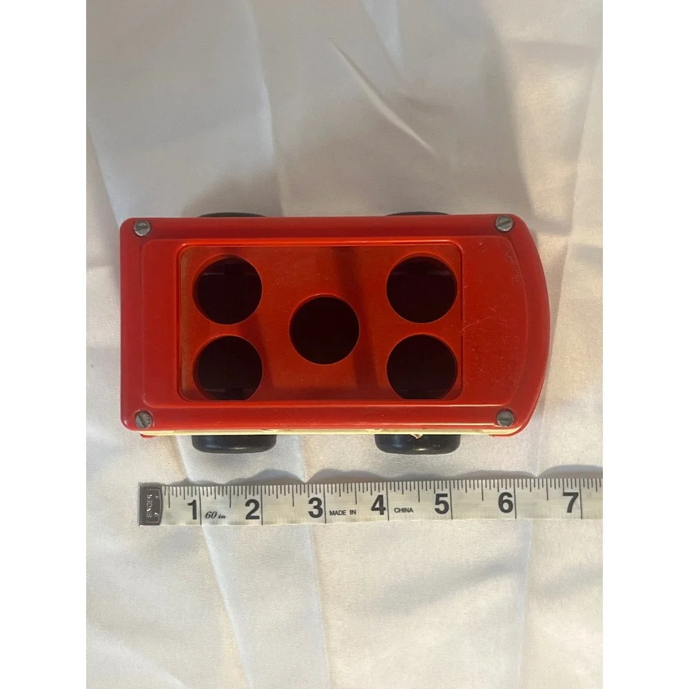 Vintage Fisher Price Little‎ People Mini Bus Toy Red Cream 1970s FP 141